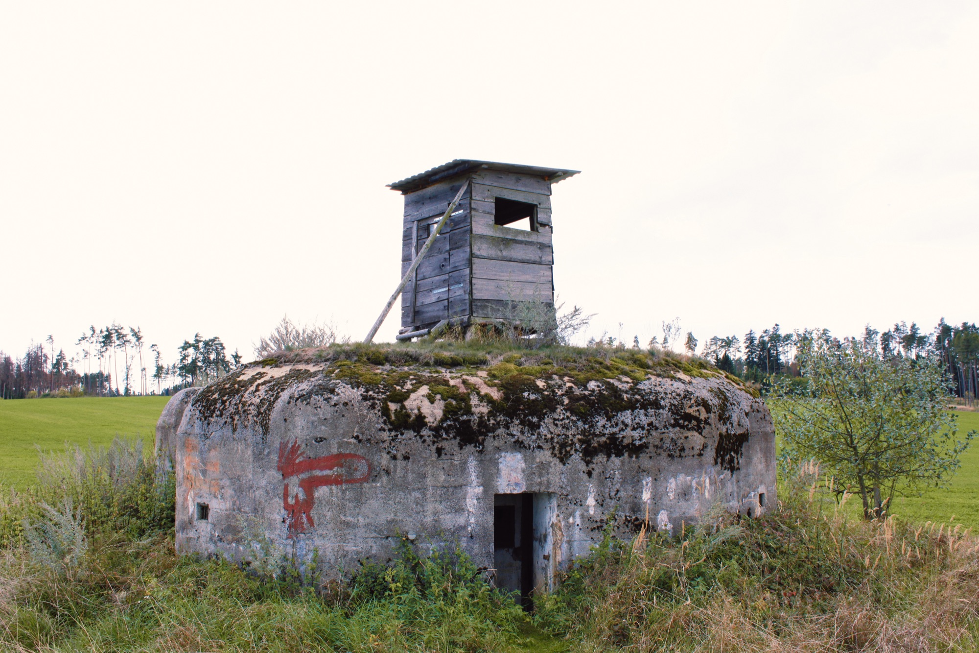 Um dos vários bunkers abandonados pela região.